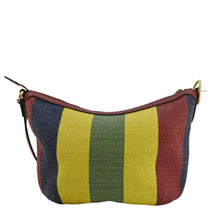 Load image into Gallery viewer, GUCCI Baiadera Stripe Script Logo Half Moon Canvas Shoulder Bag Multicolor 626422