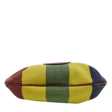 Load image into Gallery viewer, GUCCI Baiadera Stripe Script Logo Half Moon Canvas Shoulder Bag Multicolor 626422