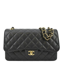 Load image into Gallery viewer, CHANEL Classic Medium Double Flap Quilted Caviar Leather Crossbody Bag Black