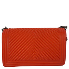 Load image into Gallery viewer, CHANEL Boy Flap Chevron Quilted Shoulder Bag Red