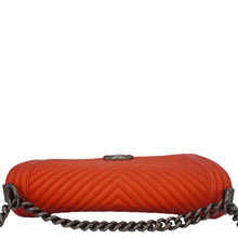 Load image into Gallery viewer, CHANEL Boy Flap Chevron Quilted Shoulder Bag Red