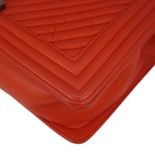 Load image into Gallery viewer, CHANEL Boy Flap Chevron Quilted Shoulder Bag Red