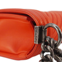 Load image into Gallery viewer, CHANEL Boy Flap Chevron Quilted Shoulder Bag Red