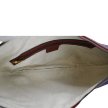 Load image into Gallery viewer, GUCCI Baiadera Stripe Script Logo Half Moon Canvas Shoulder Bag Multicolor 626422