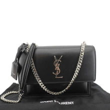 Load image into Gallery viewer, YVES SAINT LAURENT Sunset Monogram Leather Shoulder Bag Black