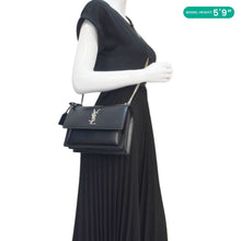 Load image into Gallery viewer, YVES SAINT LAURENT Sunset Monogram Leather Shoulder Bag Black