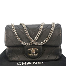 Load image into Gallery viewer, CHANEL Mini Flap Quilted Chevron Leather Crossbody Bag Black