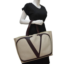Load image into Gallery viewer, VALENTINO Garavani Strandtasche Mit Vlogo In Canvas Shopping Tote Bag Chocolate