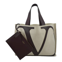 Load image into Gallery viewer, VALENTINO Garavani Strandtasche Mit Vlogo In Canvas Shopping Tote Bag Chocolate