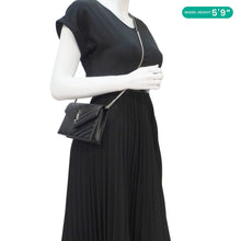 Load image into Gallery viewer, YVES SAINT LAURENT Cassandre Leather Wallet On Chain Crossbody Bag Black
