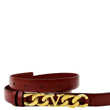 Load image into Gallery viewer, Valentino V Logo Chain Leather Belt in Red color - Front