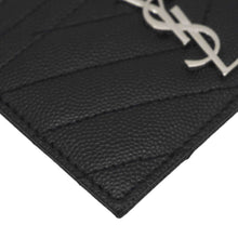 Load image into Gallery viewer, YVES SAINT LAURENT Cassandre Monogram Grain De Poudre Leather Card Holder Black