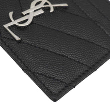 Load image into Gallery viewer, YVES SAINT LAURENT Cassandre Monogram Grain De Poudre Leather Card Holder Black