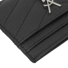 Load image into Gallery viewer, YVES SAINT LAURENT Cassandre Monogram Grain De Poudre Leather Card Holder Black