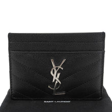 Load image into Gallery viewer, YVES SAINT LAURENT Cassandre Monogram Grain De Poudre Leather Card Holder Black
