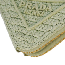 Load image into Gallery viewer, PRADA Triangle Logo Raffia Embroidered Leather Chain Pouch Green