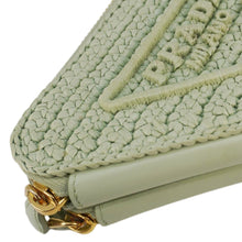 Load image into Gallery viewer, PRADA Triangle Logo Raffia Embroidered Leather Chain Pouch Green