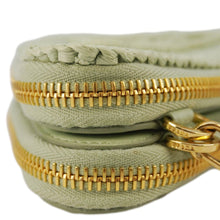 Load image into Gallery viewer, PRADA Triangle Logo Raffia Embroidered Leather Chain Pouch Green