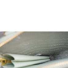 Load image into Gallery viewer, PRADA Triangle Logo Raffia Embroidered Leather Chain Pouch Green