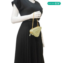 Load image into Gallery viewer, PRADA Triangle Logo Raffia Embroidered Leather Chain Pouch Green