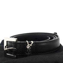 Load image into Gallery viewer, YVES SAINT LAURENT Square Buckle Leather Belt Black Size 75