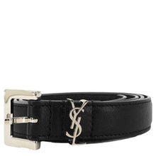 Load image into Gallery viewer, YVES SAINT LAURENT Square Buckle Leather Belt Black Size 75