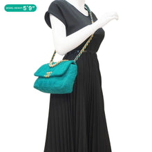 Load image into Gallery viewer, CHANEL 19 Flap Medium Quilted Tweed Shoulder Bag Teal