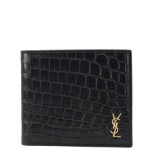Load image into Gallery viewer, The YVES SAINT LAURENT Crocodile Print Leather Billfold Wallet Black