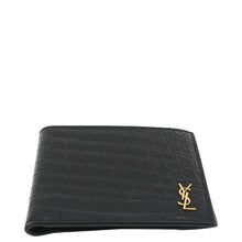 Load image into Gallery viewer, The YVES SAINT LAURENT Crocodile Print Leather Billfold Wallet Black