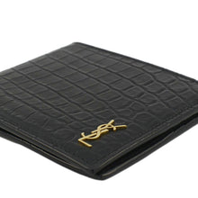 Load image into Gallery viewer, The YVES SAINT LAURENT Crocodile Print Leather Billfold Wallet Black