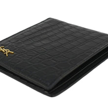 Load image into Gallery viewer, The YVES SAINT LAURENT Crocodile Print Leather Billfold Wallet Black