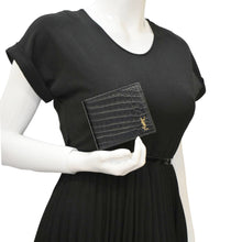 Load image into Gallery viewer, The YVES SAINT LAURENT Crocodile Print Leather Billfold Wallet Black