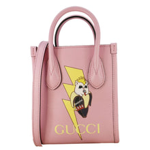Load image into Gallery viewer, GUCCI X BNF Bananya Print Leather Vertical Tote Bag Pink 671623
