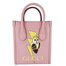 Load image into Gallery viewer, GUCCI X BNF Bananya Print Leather Vertical Tote Bag Pink 671623