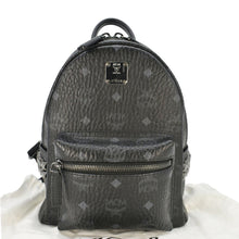 Load image into Gallery viewer, MCM Stark Side Stud Visetos Canvas Backpack Bag Black