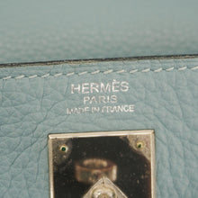 Load image into Gallery viewer, HERMES Kelly 32 Square Taurillon Clemence Leather Tote Shoulder Bag Light Blue