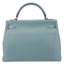 Load image into Gallery viewer, HERMES Kelly 32 Square Taurillon Clemence Leather Tote Shoulder Bag Light Blue