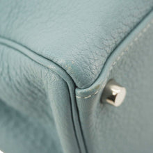 Load image into Gallery viewer, HERMES Kelly 32 Square Taurillon Clemence Leather Tote Shoulder Bag Light Blue