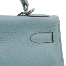 Load image into Gallery viewer, HERMES Kelly 32 Square Taurillon Clemence Leather Tote Shoulder Bag Light Blue