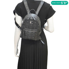 Load image into Gallery viewer, MCM Stark Side Stud Visetos Canvas Backpack Bag Black
