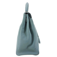 Load image into Gallery viewer, HERMES Kelly 32 Square Taurillon Clemence Leather Tote Shoulder Bag Light Blue