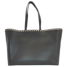 Load image into Gallery viewer, VALENTINO Garavani Rockstud Textured Leather Shopping Tote Bag Black