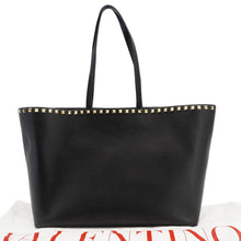 Load image into Gallery viewer, VALENTINO Garavani Rockstud Textured Leather Shopping Tote Bag Black