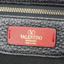 Load image into Gallery viewer, VALENTINO Garavani Rockstud Textured Leather Shopping Tote Bag Black