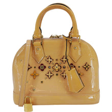 Load image into Gallery viewer, LOUIS VUITTON Alma BB Flowers Vernis Leather Satchel Bag Jaune Passion