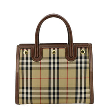 Load image into Gallery viewer, BURBERRY Title Mini Vintage Check Canvas Two Handle Shoulder Bag Brown