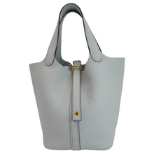 Load image into Gallery viewer, HERMES Picotin Lock 18 Taurillon Clemence Leather Hobo Bag Light Blue