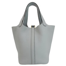 Load image into Gallery viewer, HERMES Picotin Lock 18 Taurillon Clemence Leather Hobo Bag Light Blue