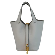 Load image into Gallery viewer, HERMES Picotin Lock 18 Taurillon Clemence Leather Hobo Bag Light Blue