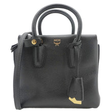 Load image into Gallery viewer, MCM Milla Mini Grained Calfskin Leather Tote Shoulder Bag Black